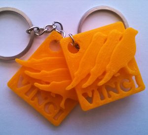 Llavero diseño personalizado impreso en 3D a un color con anilla